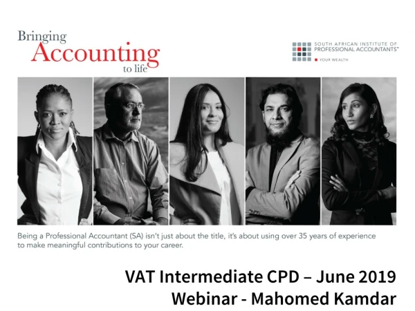 VAT Intermediate CPD – June 2019 Webinar - Mahomed Kamdar