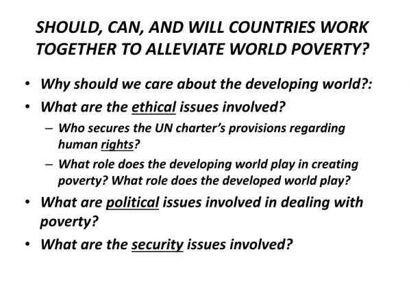 SHOULD, CAN, AND WILL COUNTRIES WORK TOGETHER TO ALLEVIATE WORLD POVERTY?