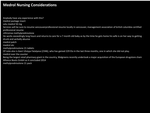 Medrol Nursing Considerations