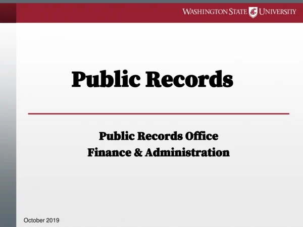 Public Records Office Finance &amp; Administration
