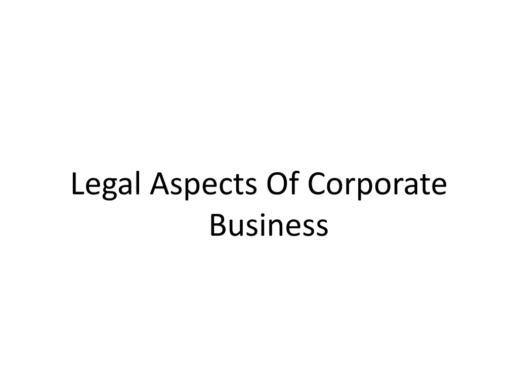 legal aspects of corporate business