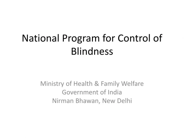 National Program for Control of Blindness