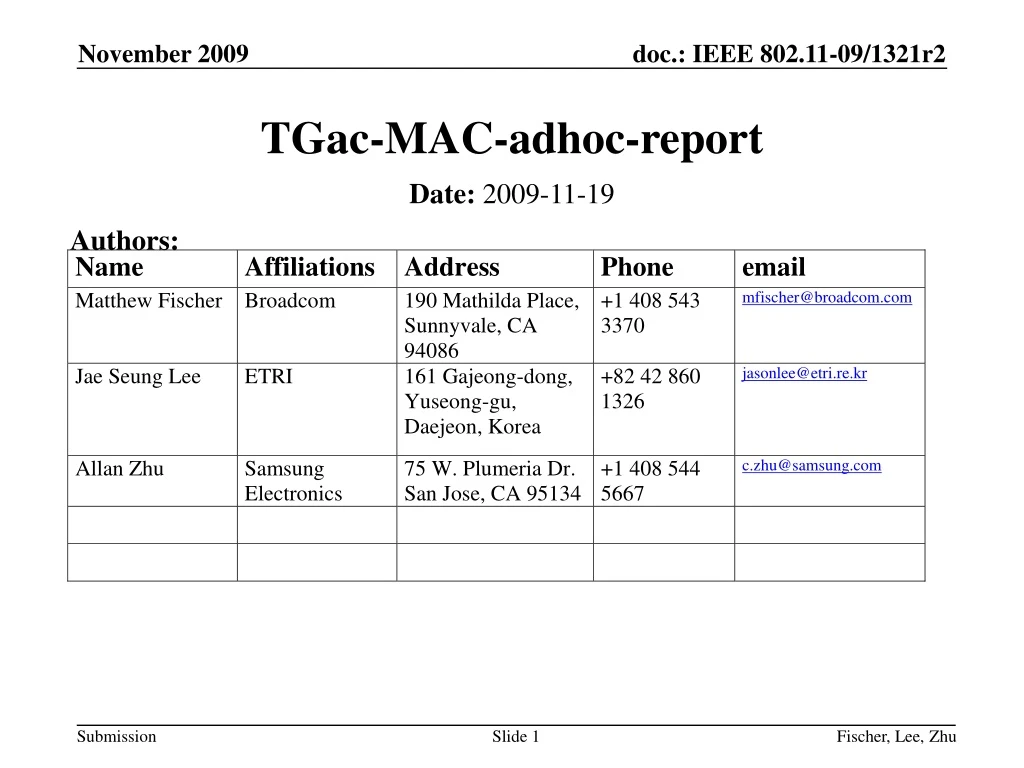 tgac mac adhoc report