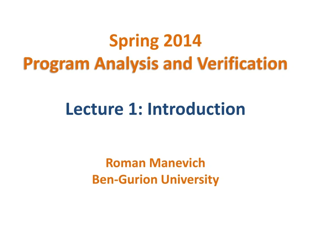 spring 2014 program analysis and verification