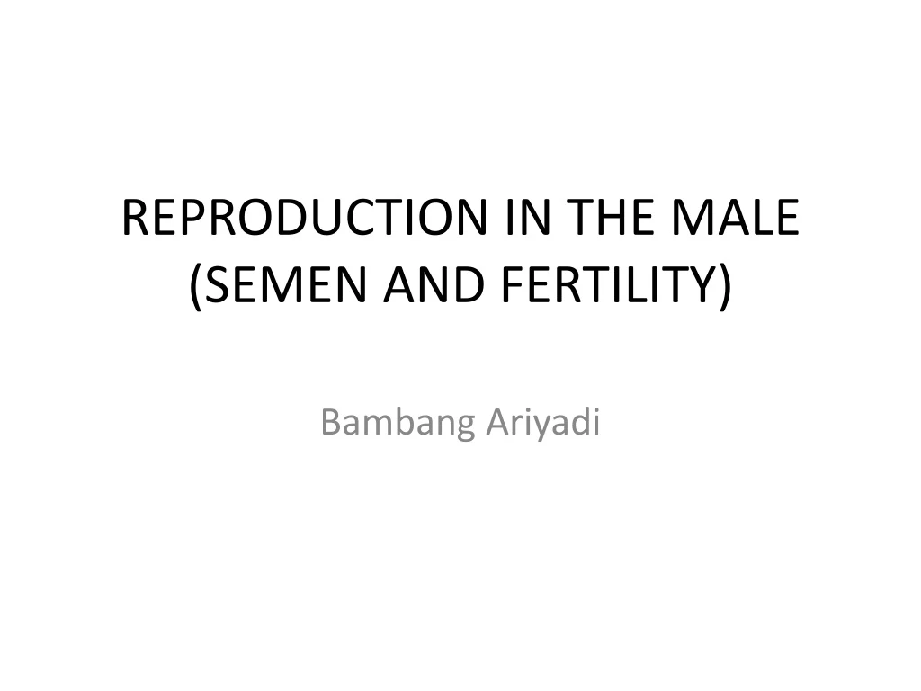 reproduction in the male semen and fertility