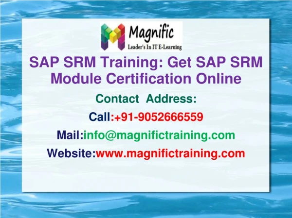 SAP SRM Training: Get SAP SRM Module Certification Online
