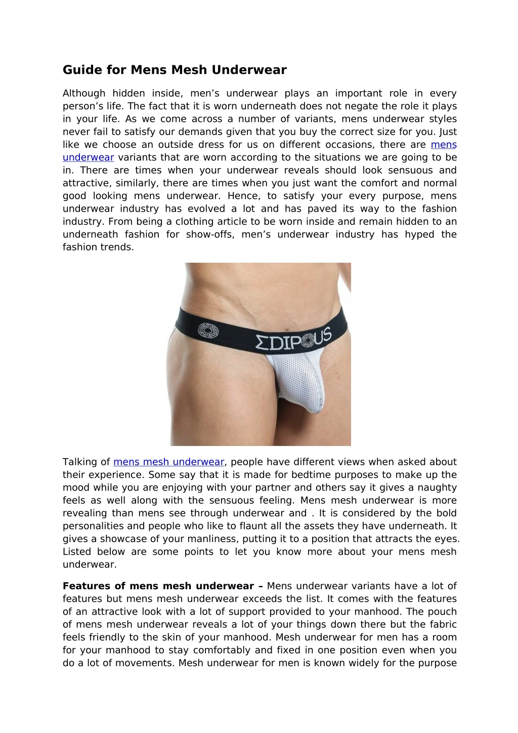 guide for mens mesh underwear
