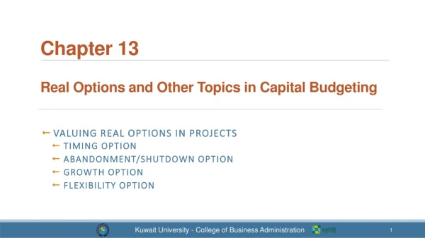 Chapter 13 Real Options and Other Topics in Capital Budgeting