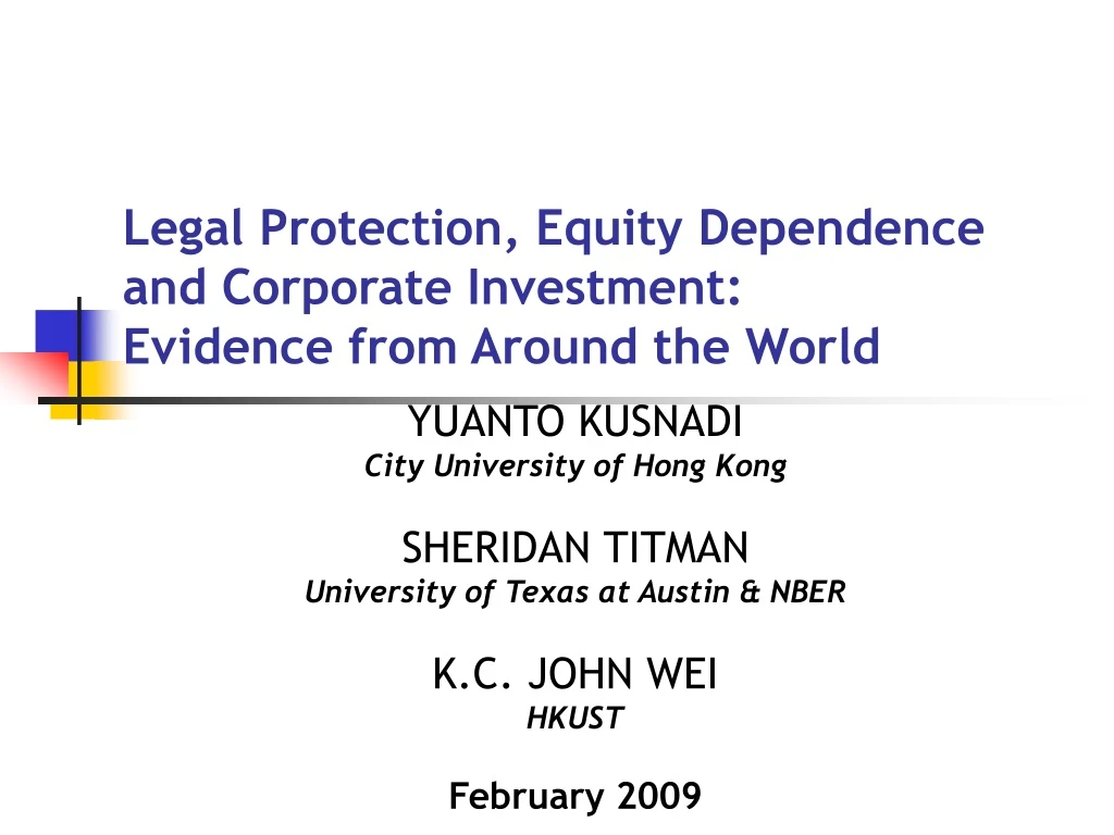 legal protection equity dependence and corporate investment evidence from around the world