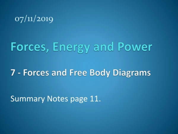 7 - Forces and Free Body Diagrams