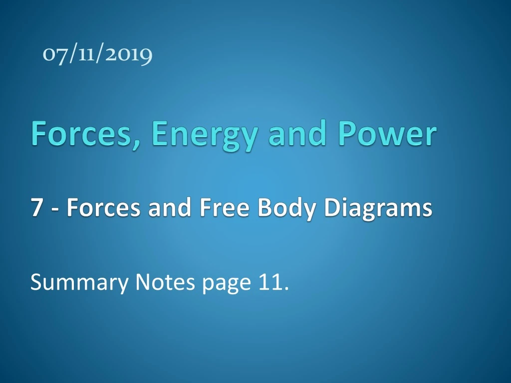 7 forces and free body diagrams