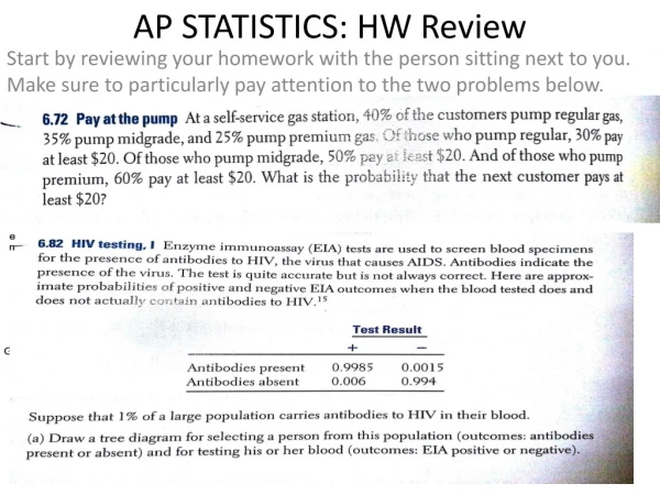 AP STATISTICS: HW Review