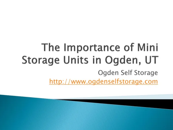 The Importance of Mini Storage Units in Ogden, UT