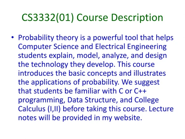 CS3332(01) Course Description