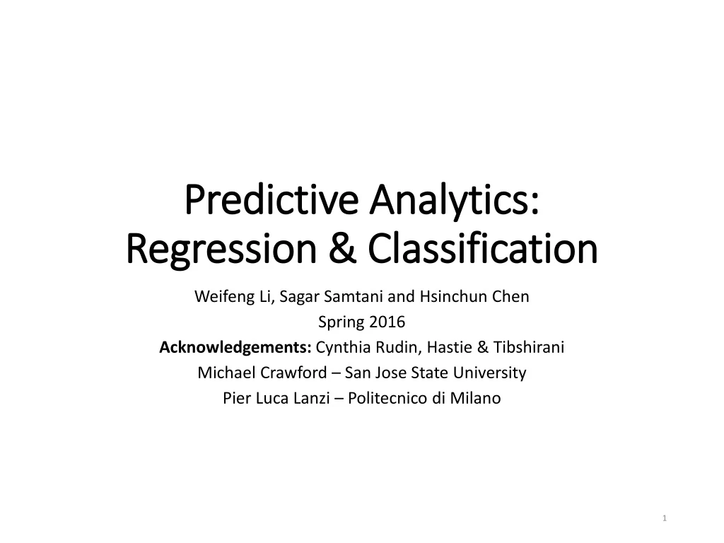 predictive analytics regression classification