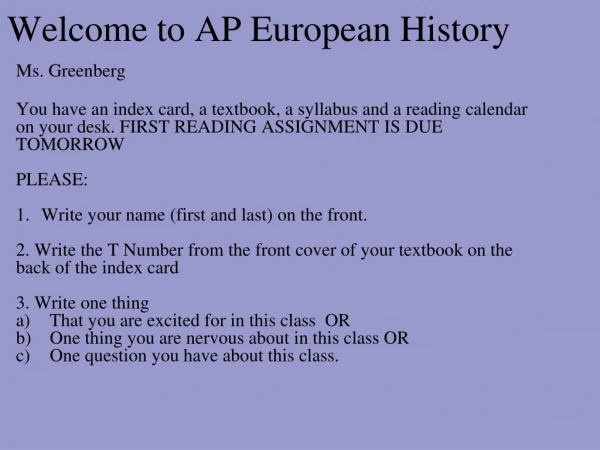 Welcome to AP European History