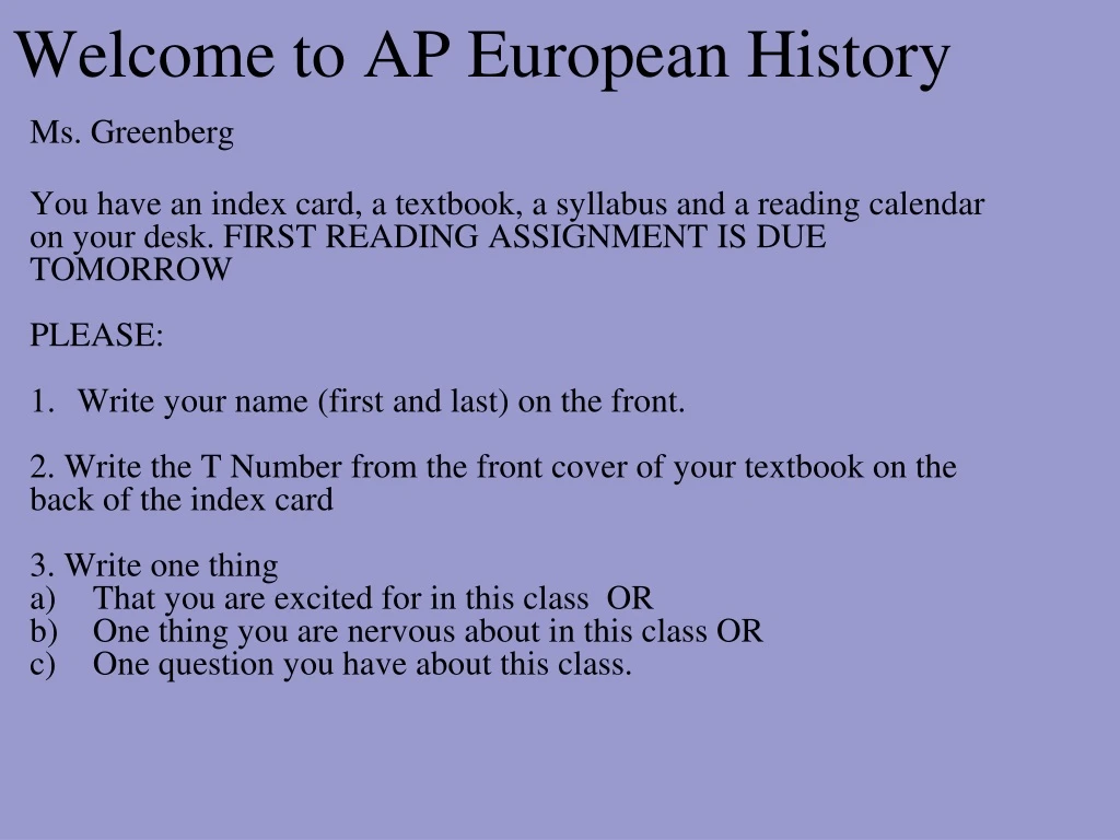 welcome to ap european history