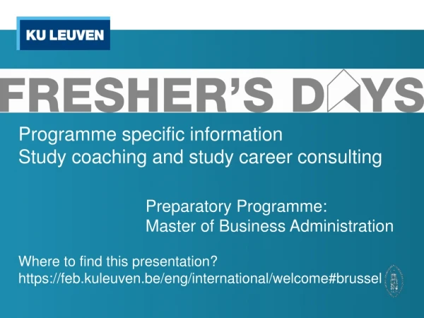 Programme specific information Study coaching and study career consulting