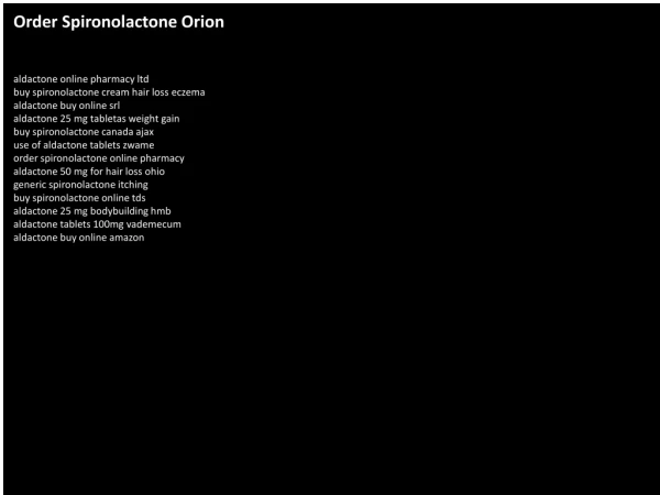 Order Spironolactone Orion