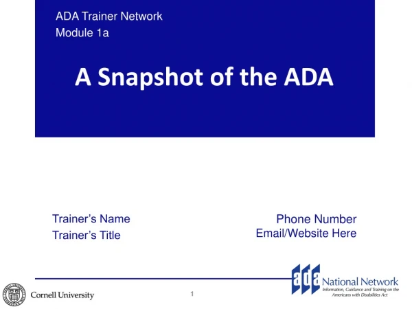 A Snapshot of the ADA