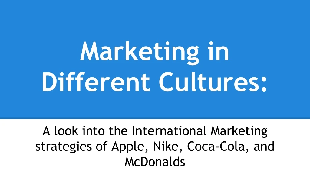 marketing in different cultures