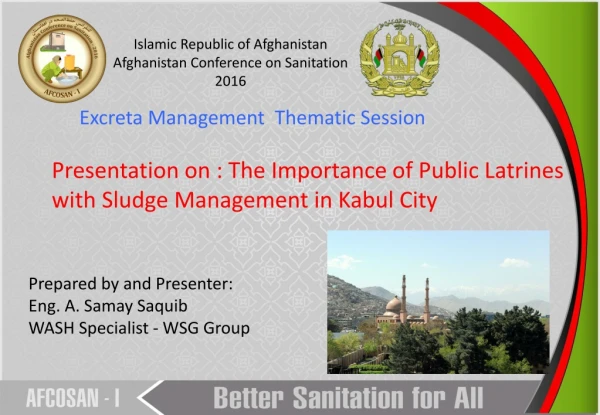Islamic Republic of Afghanistan Afghanistan Conference on Sanitation 2016