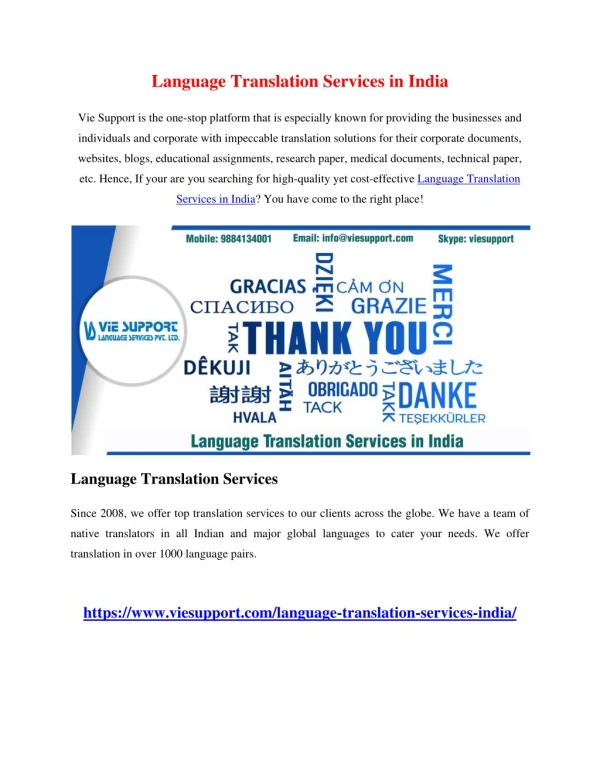 Language Translation services in India