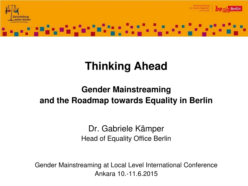 thinking ahead gender mainstreaming