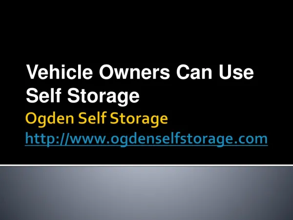 Vehicle Owners Can Use Self Storage