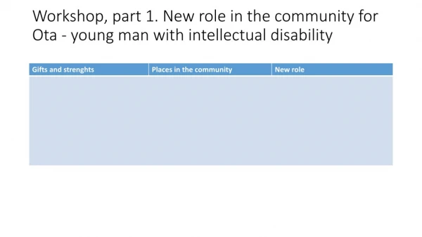 Workshop, part 1. New role in the community for Ota - young man with intellectual disability