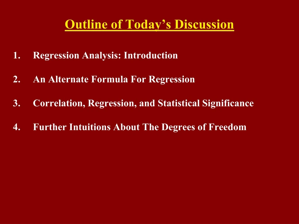 outline of today s discussion