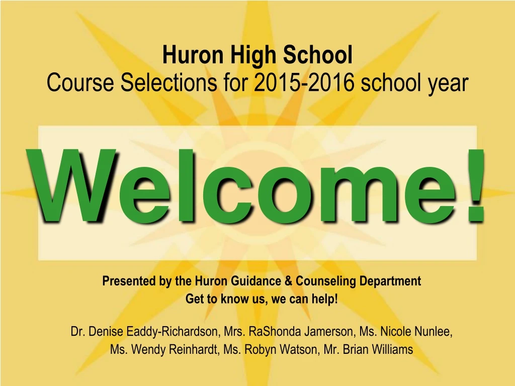 huron high school course selections for 2015 2016 school year welcome