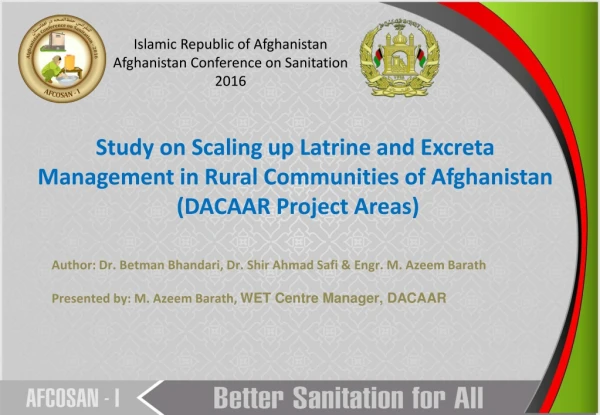 Islamic Republic of Afghanistan Afghanistan Conference on Sanitation 2016