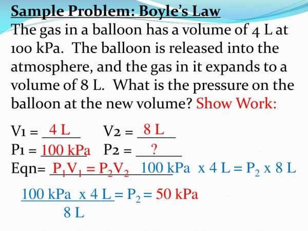 Sample Problem : Boyle’s Law
