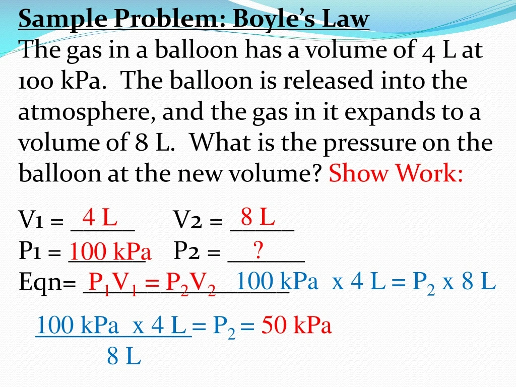 sample problem boyle s law the gas in a balloon