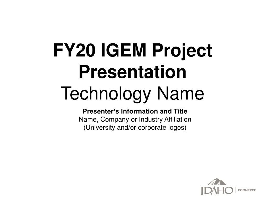fy20 igem project presentation technology name