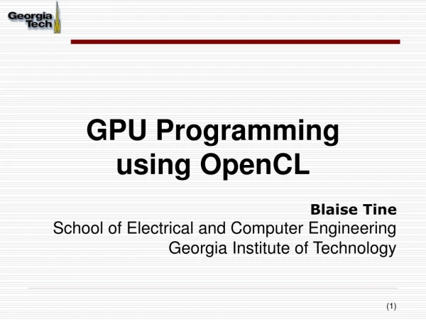 GPU Programming using OpenCL