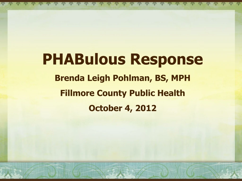 phabulous response brenda leigh pohlman