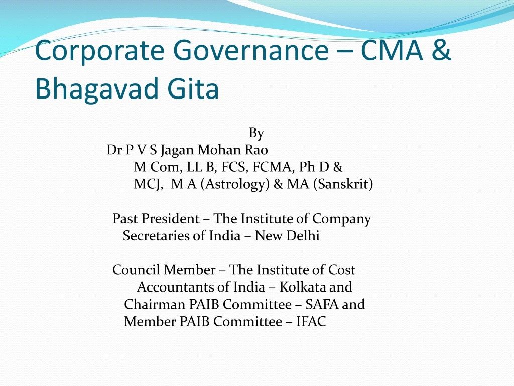 corporate governance cma bhagavad gita
