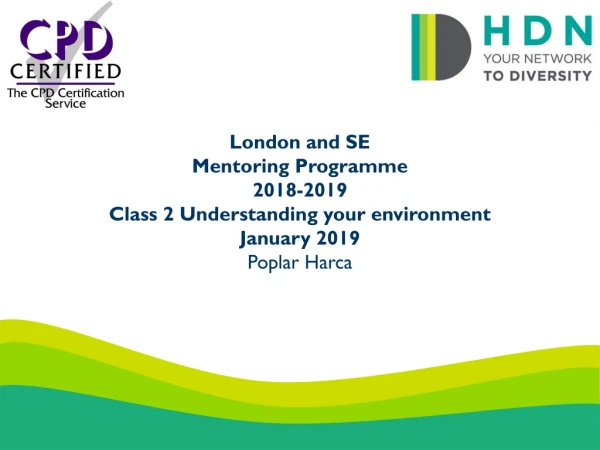 London and SE Mentoring Programme 2018-2019 Class 2 Understanding your environment January 2019