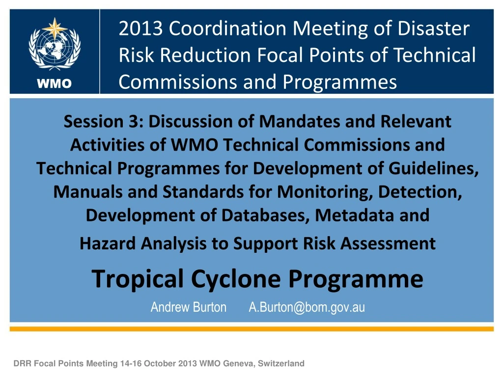 2013 coordination meeting of disaster risk