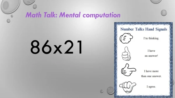 Math Talk: Mental computation