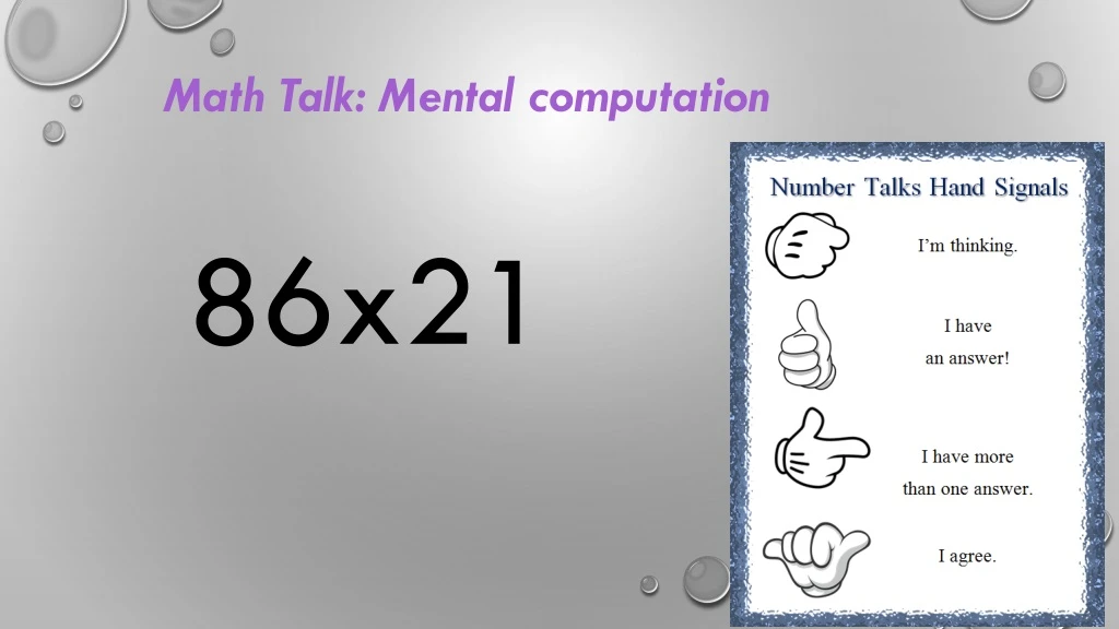 math talk mental computation