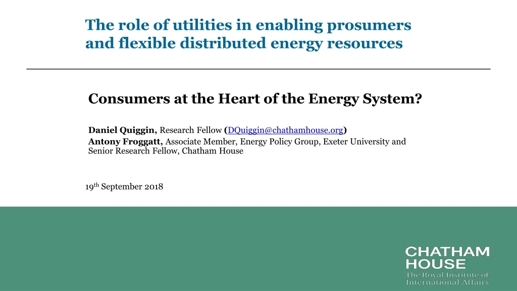 the role of utilities in enabling prosumers
