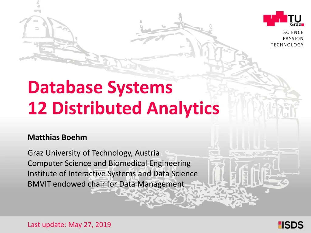 database systems 12 distributed analytics