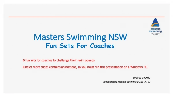 Masters Swimming NSW Fun Sets For Coaches