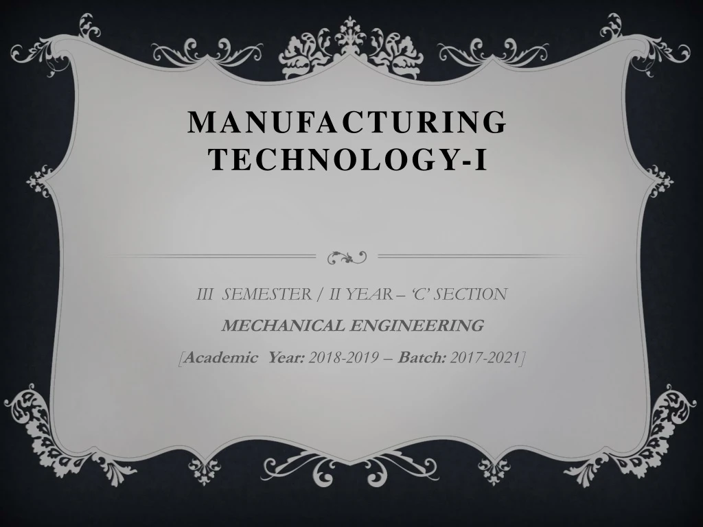 manufacturing technology i