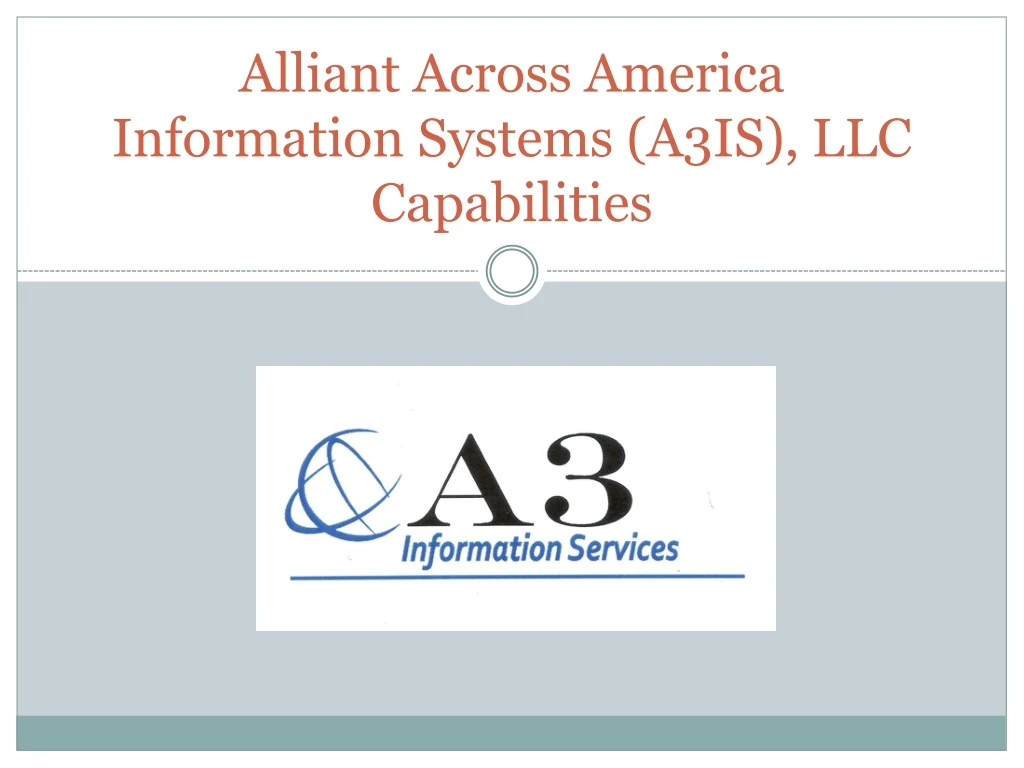 alliant across america information systems a3is llc capabilities