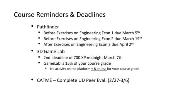 Course Reminders &amp; Deadlines