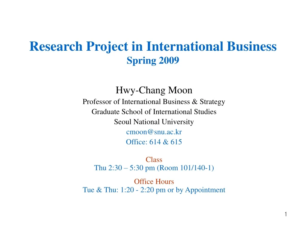 research project in international business spring 2009